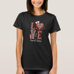 Camiseta Love Stethoscope Viagem Nurse Heart Leopard Print