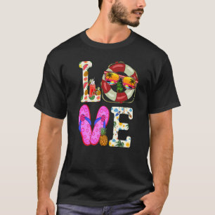 Camiseta Love Summer Chinelos Nadando Float Beach Family