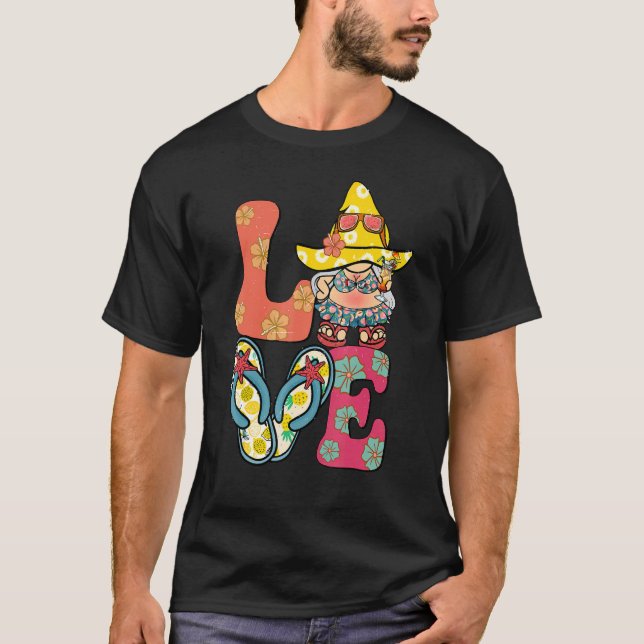 Camiseta Love Summer Gnomos Chinelos Flores Beach Girl (Frente)