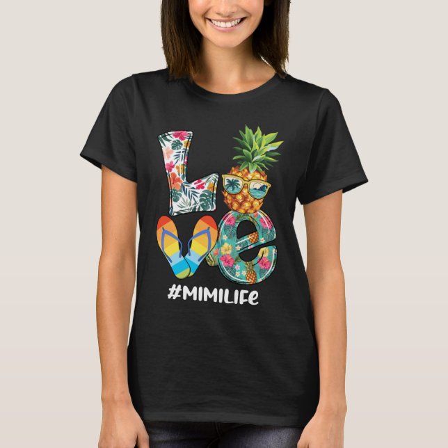 Camiseta Love Summer Pineapple Tropical Flower Sacudir Flop (Frente)