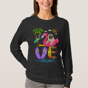 Camiseta Love Summer Pug Chinelos Flamingo Dog Pet Lover