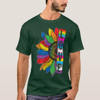 Camiseta Love Sunflower Floral LGBTQ Rainbow Flag Orgulho g
