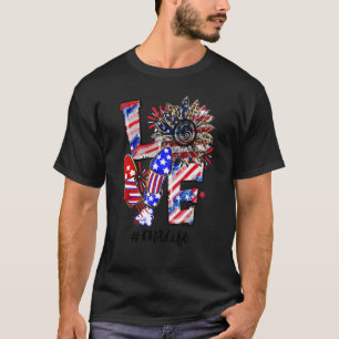 Camiseta Love Sunflower Lepard Fireworks Cna Life 4th Of J