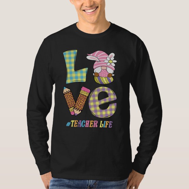 Camiseta Love Teacher Life Easter Basket Gnome Teacher East (Frente)