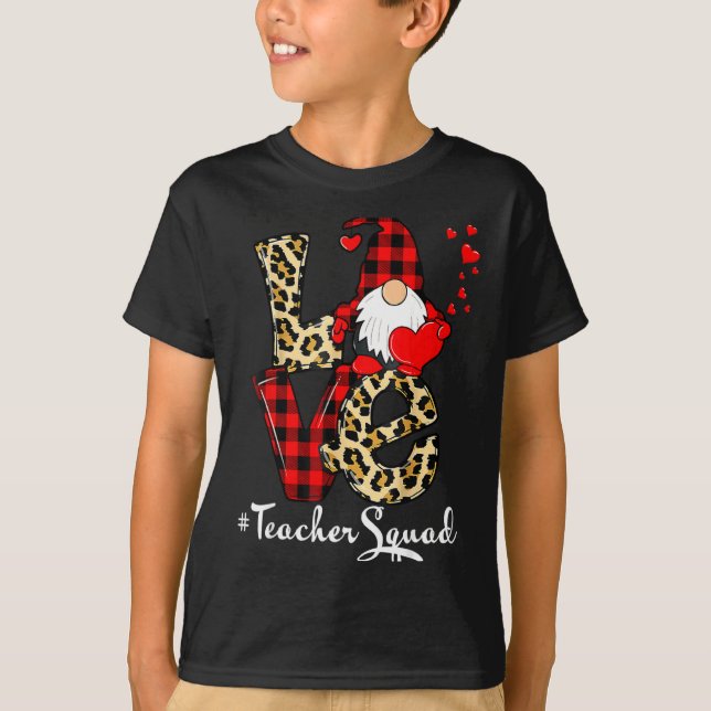 Camiseta Love Teacher Squad Gnome Hearts Valentines Gnome T (Frente)