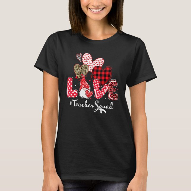 Camiseta Love Teacher Squad Gnome Hearts Valentines Gnome T (Frente)