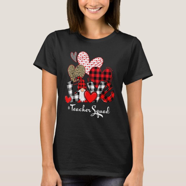 Camiseta Love Teacher Squad Gnome Hearts Valentines Gnome T (Frente)