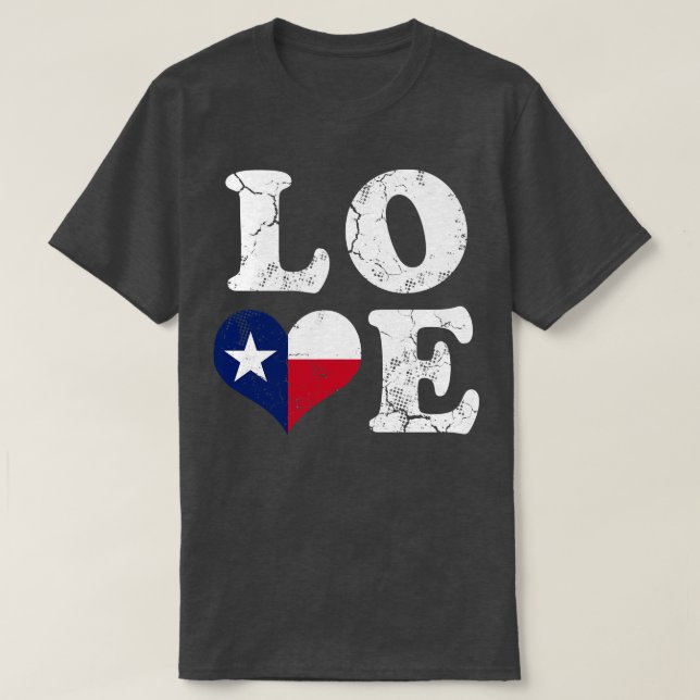 Camiseta Love Texas Flag Heart Texan (Frente do Design)
