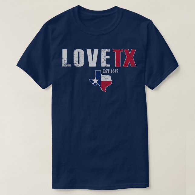 Camiseta Love Texas TX Texan Retro Fade (Frente do Design)