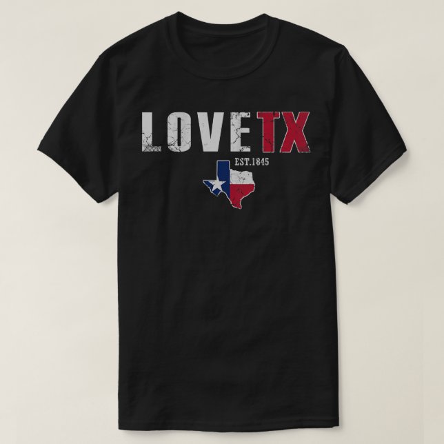 Camiseta Love Texas TX Texan Retro Fade (Frente do Design)