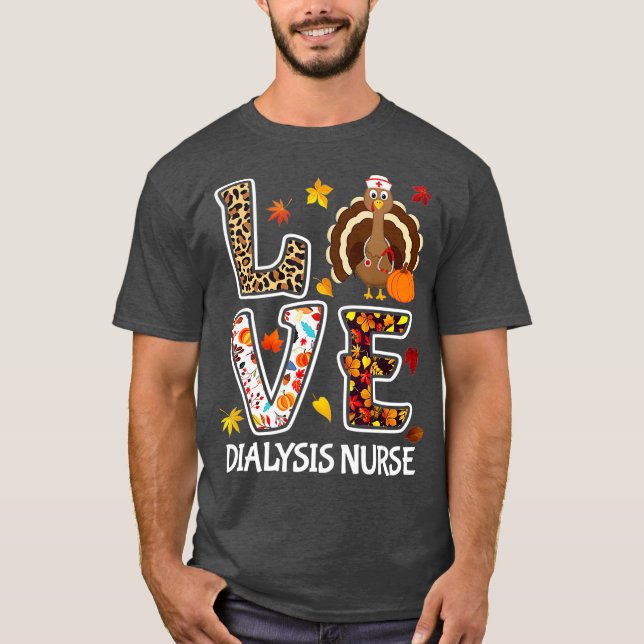 Camiseta Love Turkey Dialise Nurse Ação de Graças Leopardo (Frente)