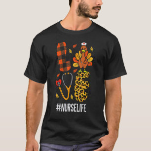 Camiseta Love Turkey Stethoscope Enfermeira Vida Ação de Gr