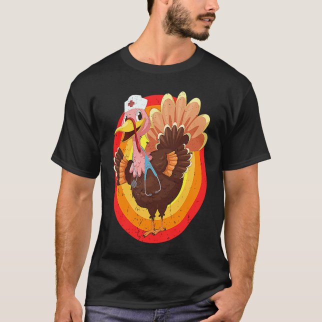 Camiseta Love Turkey Stethoscope Nurse Life Thanksgiving Fa (Frente)