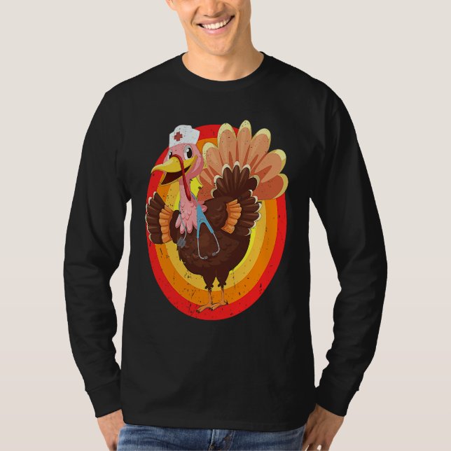 Camiseta Love Turkey Stethoscope Nurse Life Thanksgiving Fa (Frente)