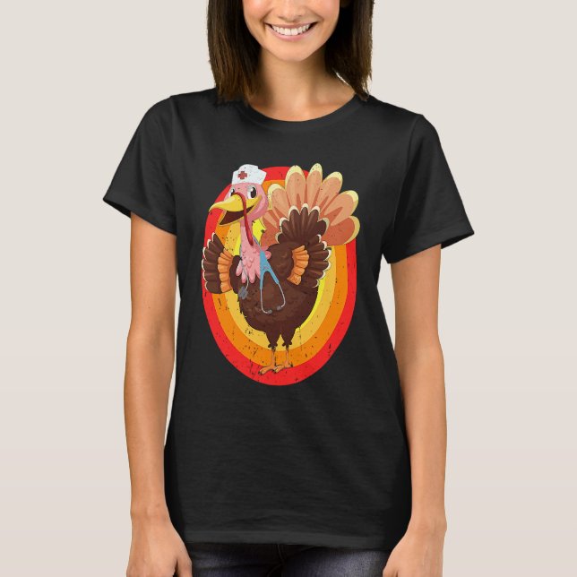 Camiseta Love Turkey Stethoscope Nurse Life Thanksgiving Fa (Frente)