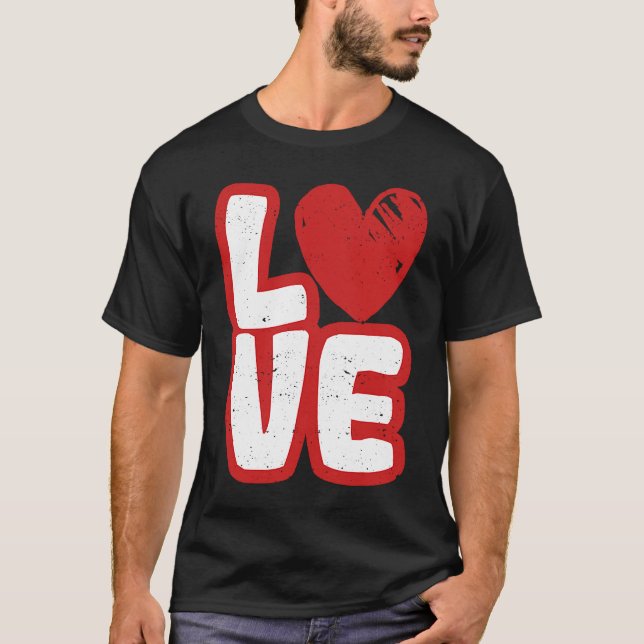 Camiseta Love Typography Hearts Valentine's Day  Romantic C (Frente)