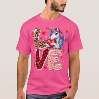 Camiseta Love Unicorn Leopard Cute Hearts Dia de os namorad