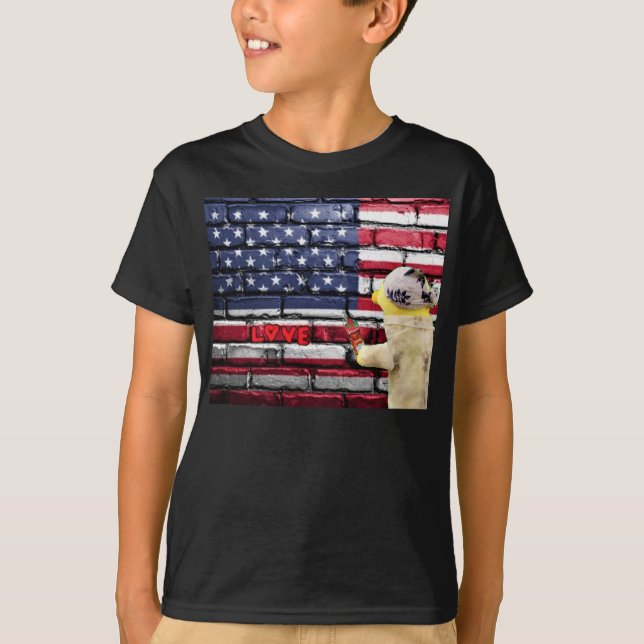 Camiseta Love USA grafite wall art. T-Shirt (Frente)
