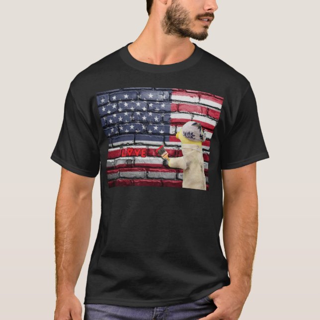 Camiseta Love USA grafite wall art. T-Shirt (Frente)