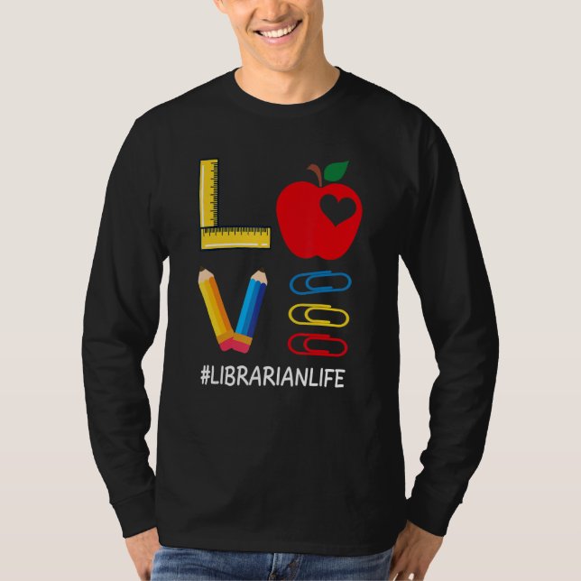 Camiseta LOVE Valentines Day Apple Pencil Crayon Cute Libra (Frente)