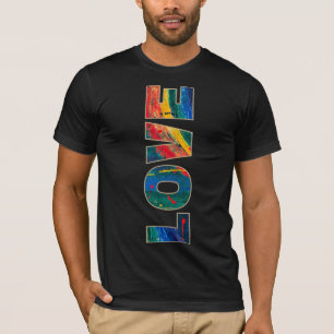 Camiseta Love Vertical Rainbow Font Colorful Abstrato Art