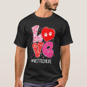 Camiseta Love Vet Tech Life Cute Animal Veterinary Valenti