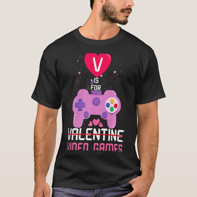Camiseta Love Video Game Gamer Gaming Hearts Day Happy Vale (Frente)