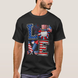 Camiseta LOVE Voleibol Fireworks American 4 de julho
