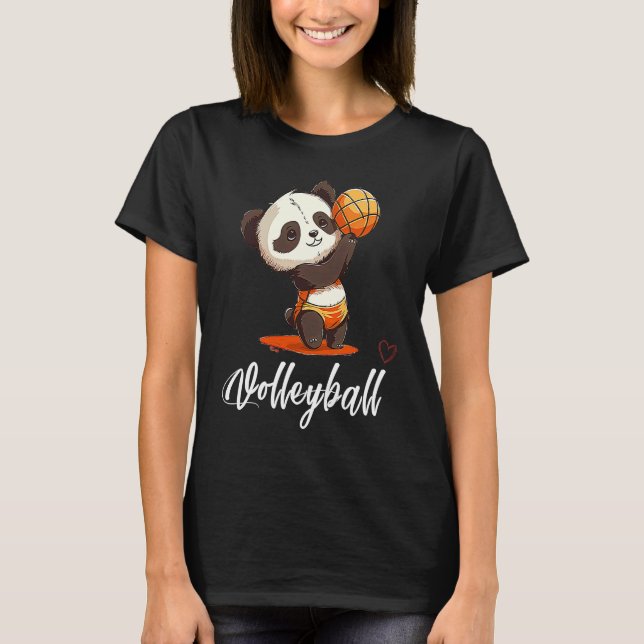 Camiseta Love Volleyball  Cute Volleyball Baby Panda (Frente)
