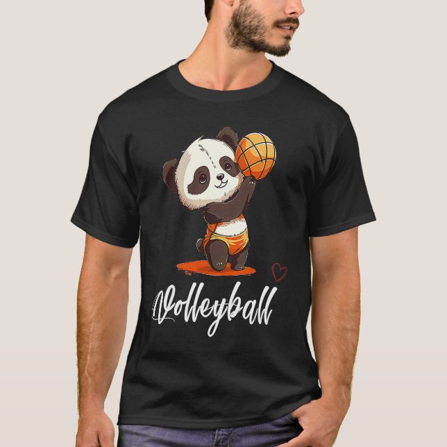 Camiseta Love Volleyball  Cute Volleyball Baby Panda (Frente)