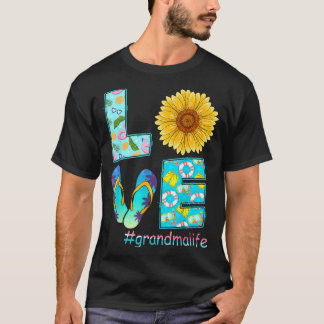 Camiseta LOVE Vovó Vida Chinelos Hippie Girassol