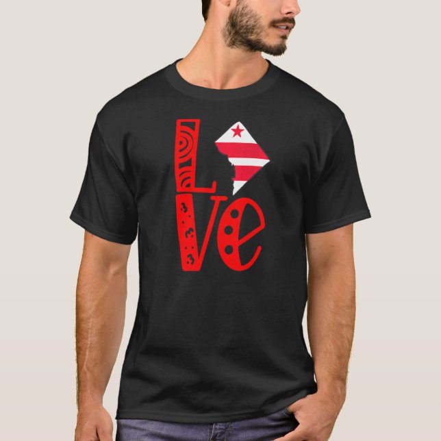Camiseta Love Washington Dc In Block Letters (Frente)