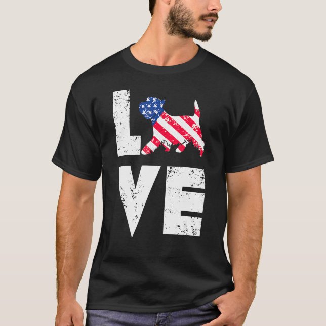 Camiseta Love West Highland Terrier Westie EUA Flag (Frente)