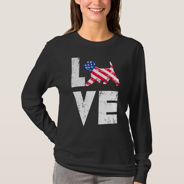 Camiseta Love West Highland Terrier Westie EUA Flag (Frente)