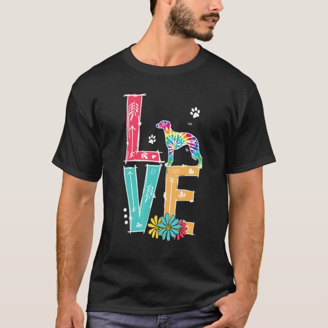 Camiseta Love Whippet Tie Dye Rainbow Whippet (Frente)