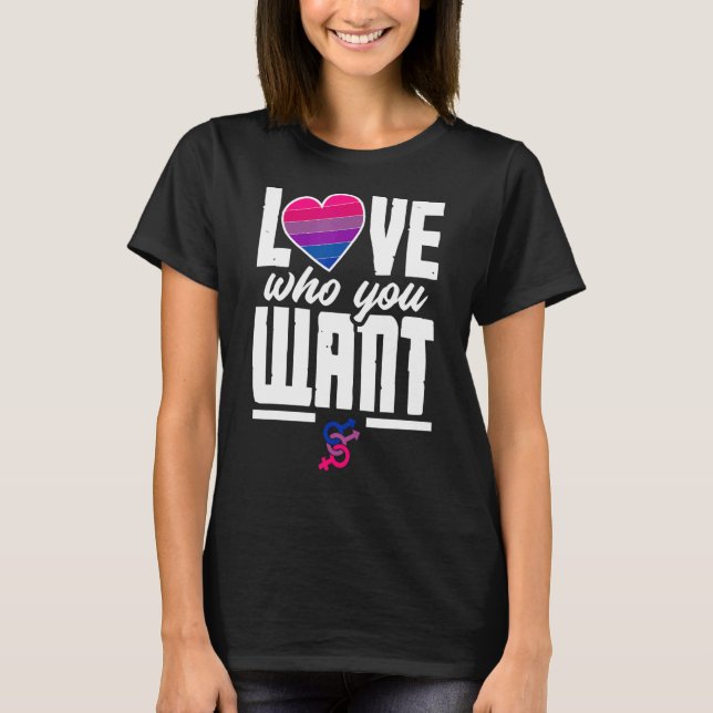 Camiseta Love Who You Want Funny Bi Pride Flag Bisexual (Frente)