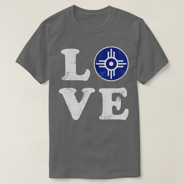 Camiseta Love Wichita Kansas Flag Home (Frente do Design)