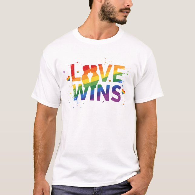 Camiseta LOVE WINS T-Shirt | Gay Pride for Men | LGBTQ (Frente)