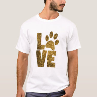 CAMISETA LOVE WITH PAW PRINT IN GLAM GOLD