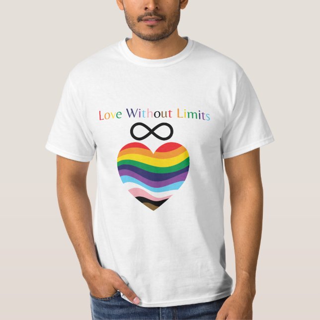 Camiseta Love Without Limits – Rainbow Heart with Infinity  (Frente)