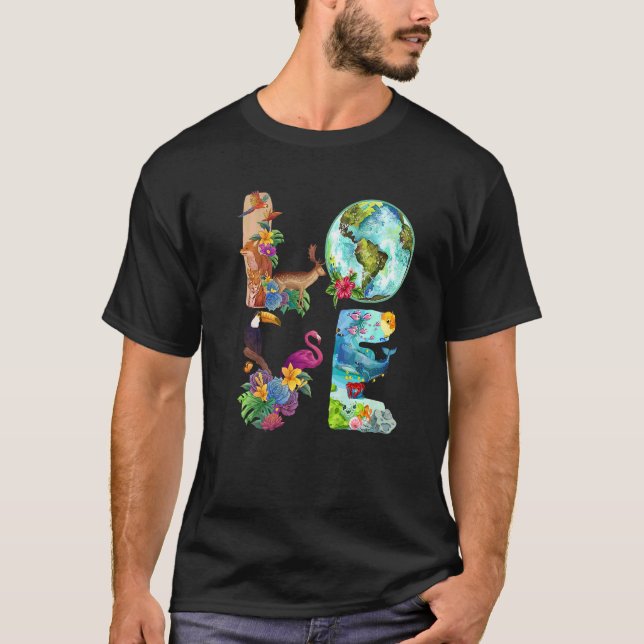 Camiseta Love World Earth Day 2022 Planet Environmental Ani (Frente)