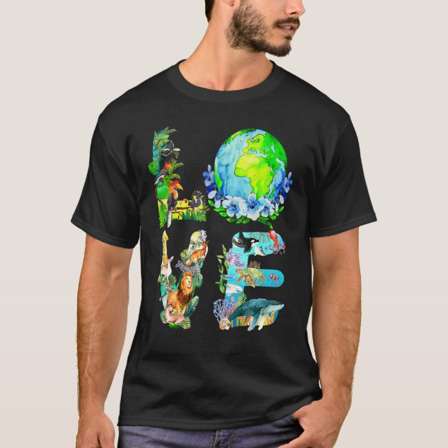 Camiseta Love World Earth Day 2022 Planet Environmental Ani (Frente)