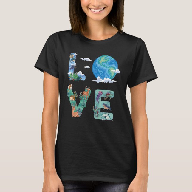Camiseta Love World Earth Day 2022 Planet Environmental Ani (Frente)