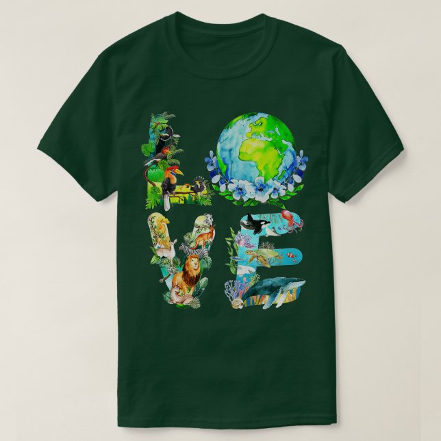 Camiseta Love World Earth Day 2022 Planet Environmental Ani (Frente do Design)