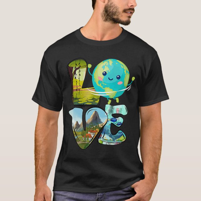 Camiseta Love World Earth Day 2023 Planet Environmental Ani (Frente)