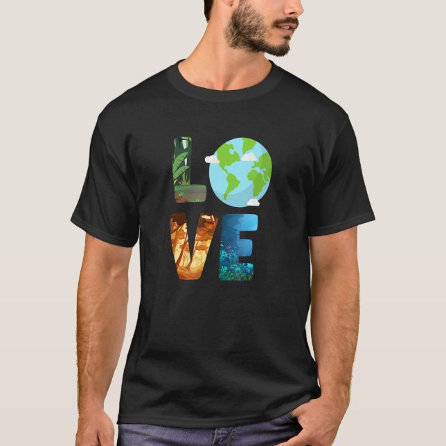 Camiseta Love World Earth Planet Environmental Animal (Frente)
