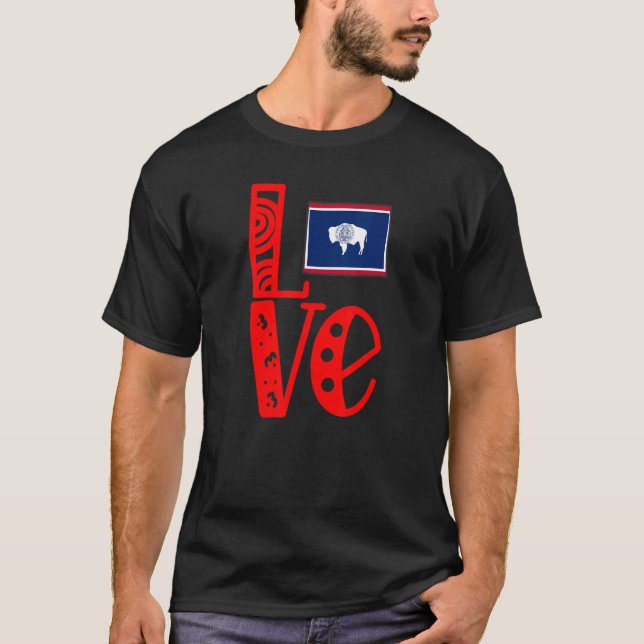 Camiseta Love Wyoming Em Blocos (Frente)