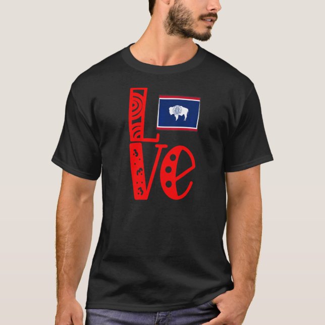 Camiseta Love Wyoming Em Blocos (Frente)