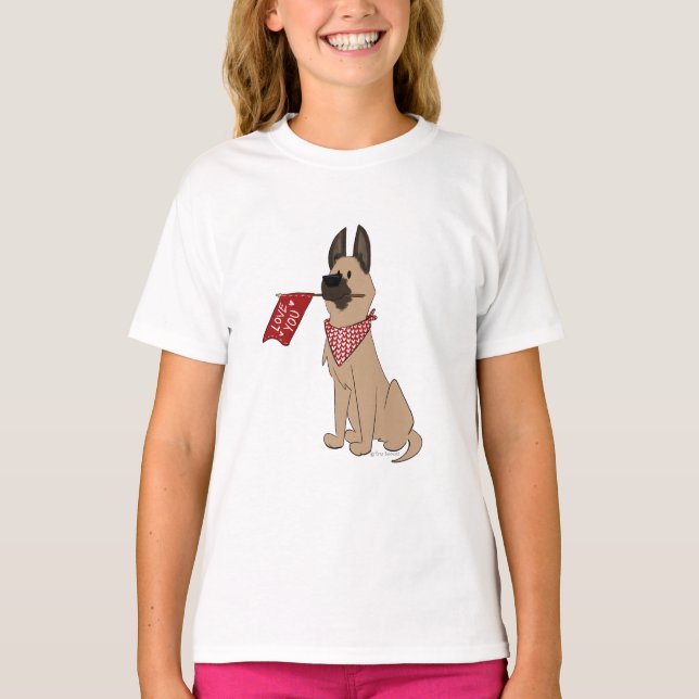 Camiseta Love You Cute Dog Cartoon Graphic T-Shirt (Frente)