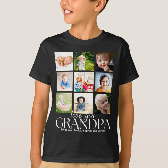 Camiseta Love You Grandpa Beautiful Collage 9 Photos  (Frente)